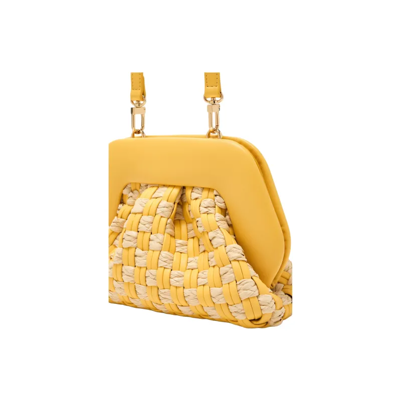 THEMOIRE GEA Vegan Leather One Shoulder Clutch Micro Women's Yellow-3