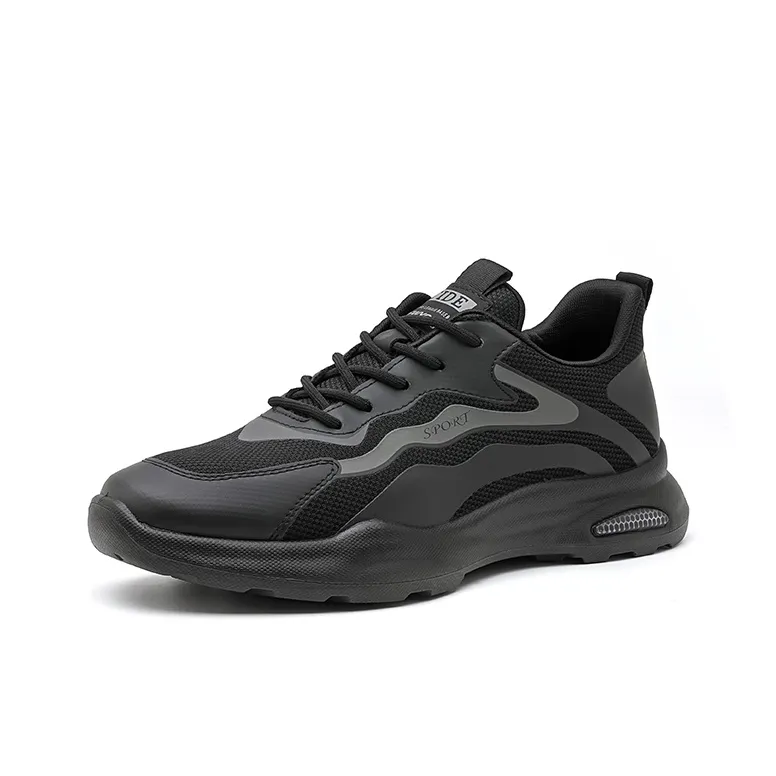 SOBB Shock Absorbers With Slip Resistant And Abrasion Resistant Properties Low Top Casual Shoes Men's Black-0