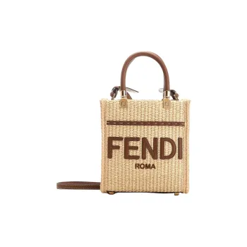 FENDI Straw Woven Handbag Mini Women's Beige