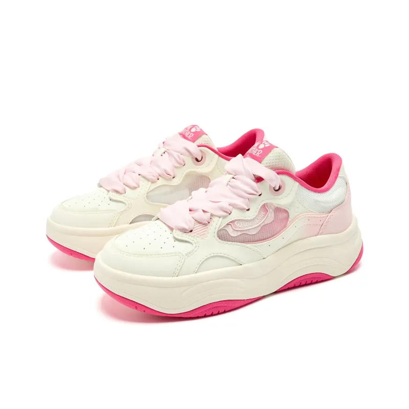 QIAODAN Coverage Slip Resistant Lightweight Low Top Skateboard Shoes Women's Ivory White Frost Pink-2