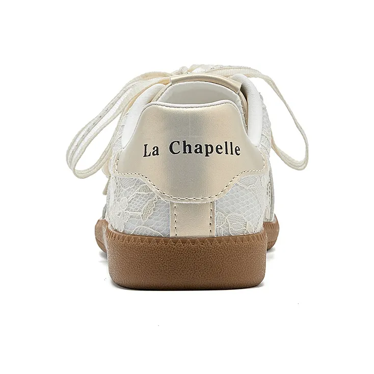 La Chapelle Anti Slip Wear Resistant Low Top Skateboard Shoes Women's Beige-3