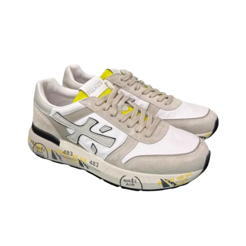 PREMIATA Abrasion Resistant Low Top Casual Shoes Men's Gray White-3