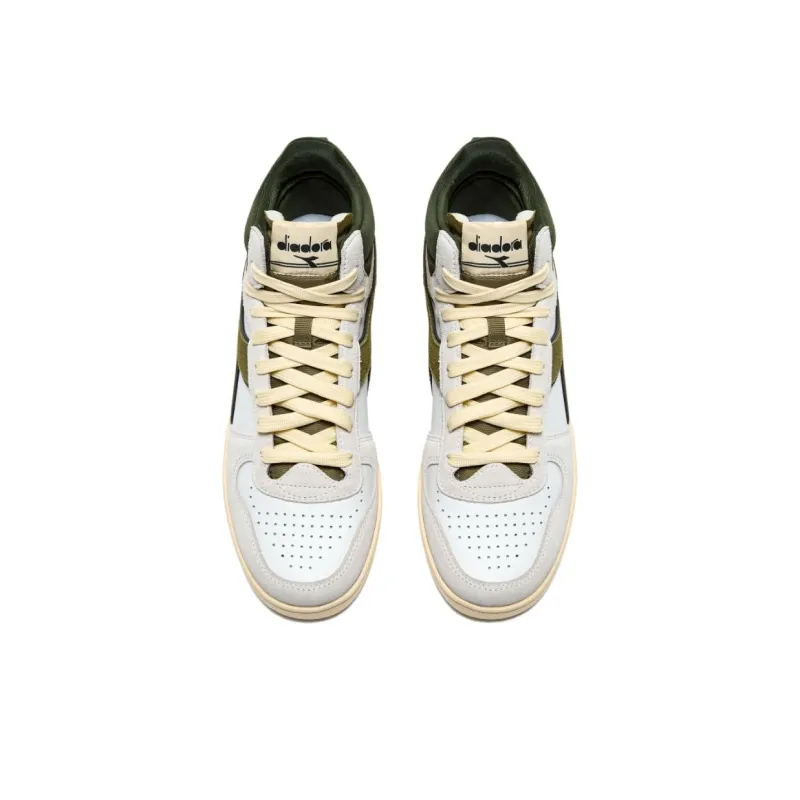 Diadora Magic Basket Anti Slip Wear Resistant Mid Top Skateboard Shoes Unisex White-3
