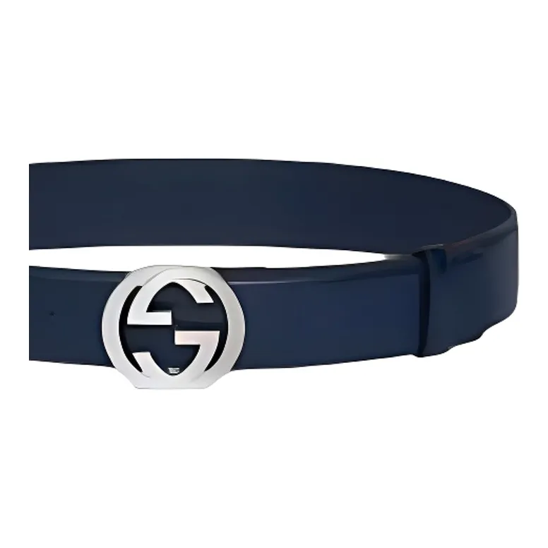 GUCCI Leather Belts Unisex Blue Width 4 Cm-1