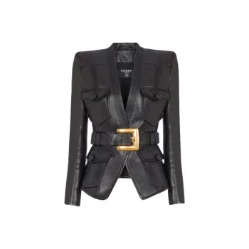 BALMAIN SS25 Leather Jacket Women's Black