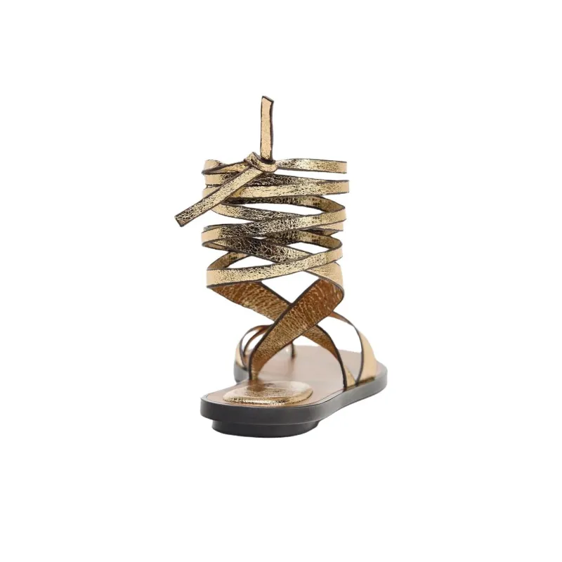 ZARA One Strap Sandals 1cm Women's Gold-4