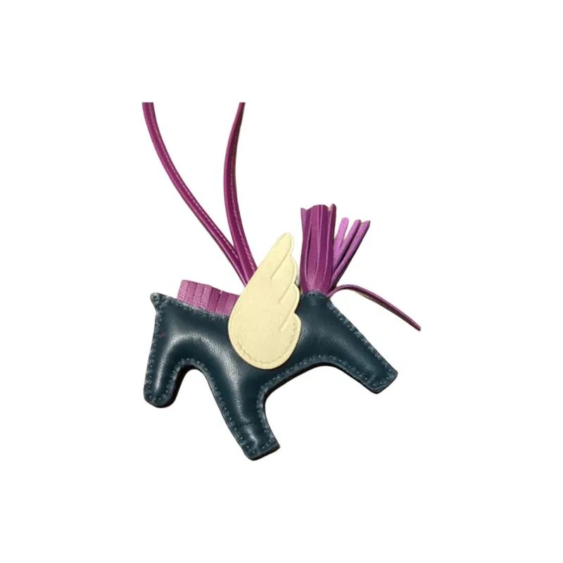 HERMES Rodeo Pegase Swift Leather Bag Accessory Trumpets Unisex Burgundy & Violet & Milton Yellow-1