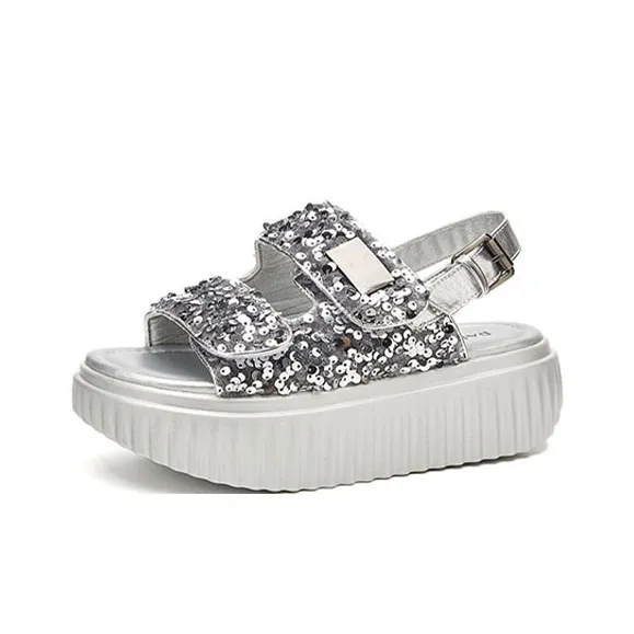 DAPHNE Beach Sandals Women's Black, Silver-4