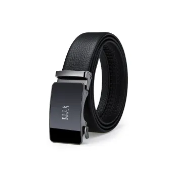 ELLE HOMME Top Grain Cow Leather Premium Elegance Comfortable Belt Men's Gunmetal, Gold Width 3.5cm
