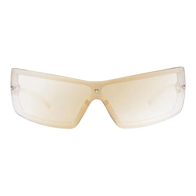 Le Specs Metal Plastic Irregular Shape Sunglasses Unisex Gold-1