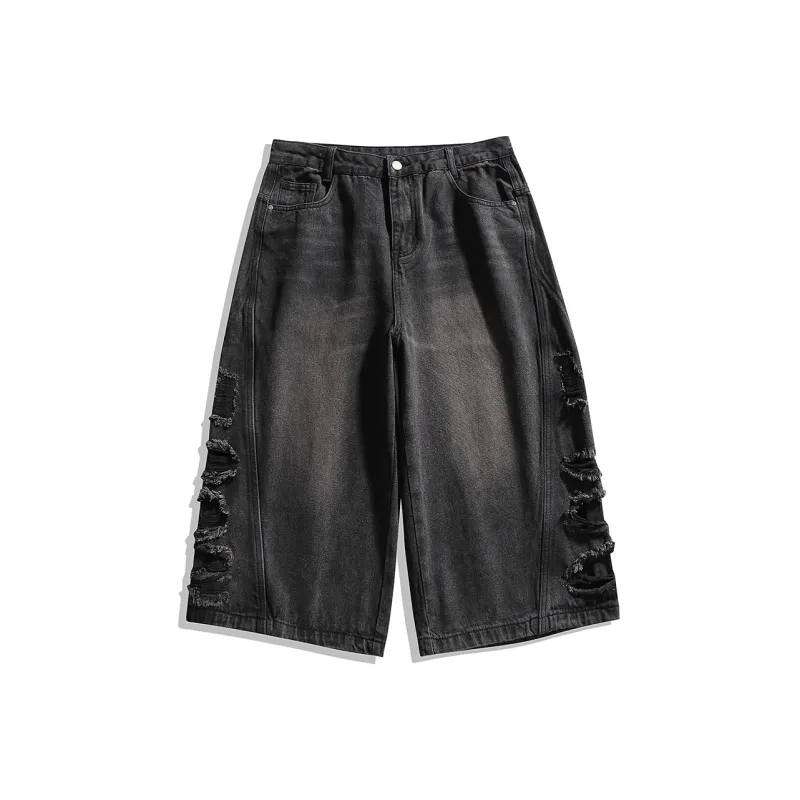 VSCH Denim Shorts Men Black Gray Color-0