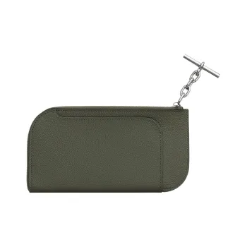 HERMES Evercolor Calfskin Cell Phone Pouch Small Size Women's C6 Vert De Gris Gray Green