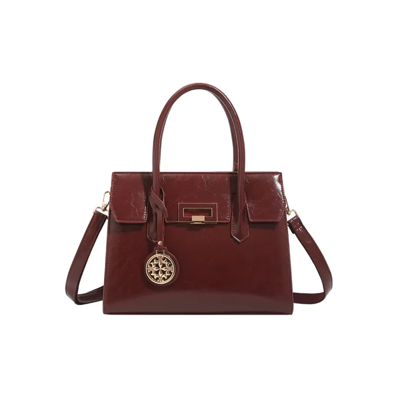 H YXIANG Microfiber Synthetic Leather One Shoulder Handbag Women's Burgundy-0