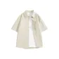 [Ice Silk Sun Protection Shirt]Apricot (Pure White Badge Chest Logo)