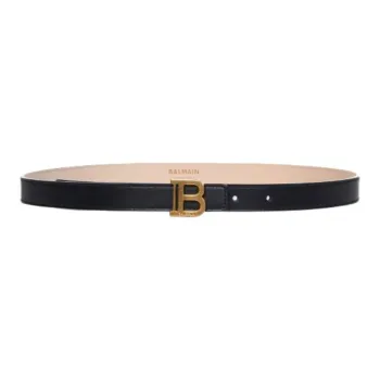 BALMAIN Leather Belt Unisex Black 2CM