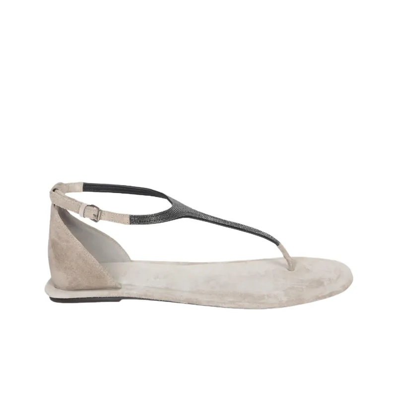 Brunello Cucinelli One Strap Sandals Women's Gray-1