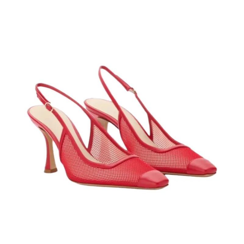 Alexandre Birman Olivia Slim Heel High Heels 8.5cm Women's Red-2