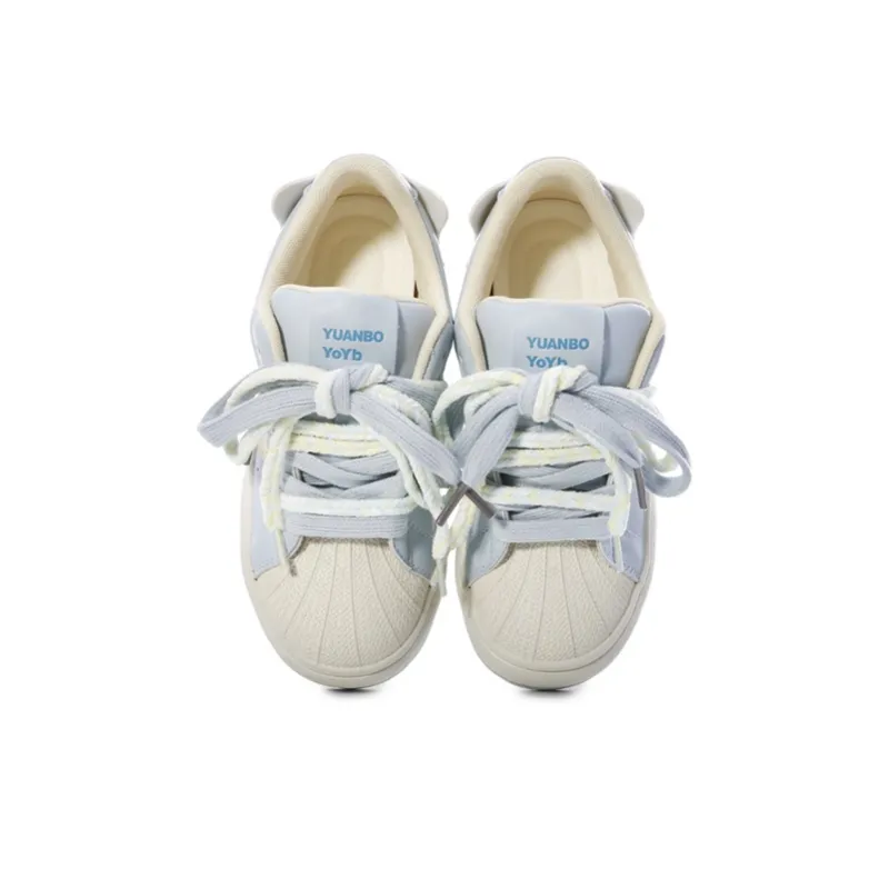 The New Age Family Low Top Skateboard Shoes Women's Yellow Blue-2