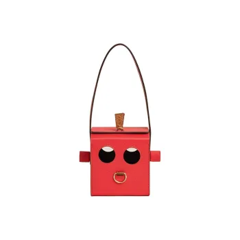 HERMES Bullock Leather With Goatskin And Crocodile Leather Square Bag Handbag Women's Red
