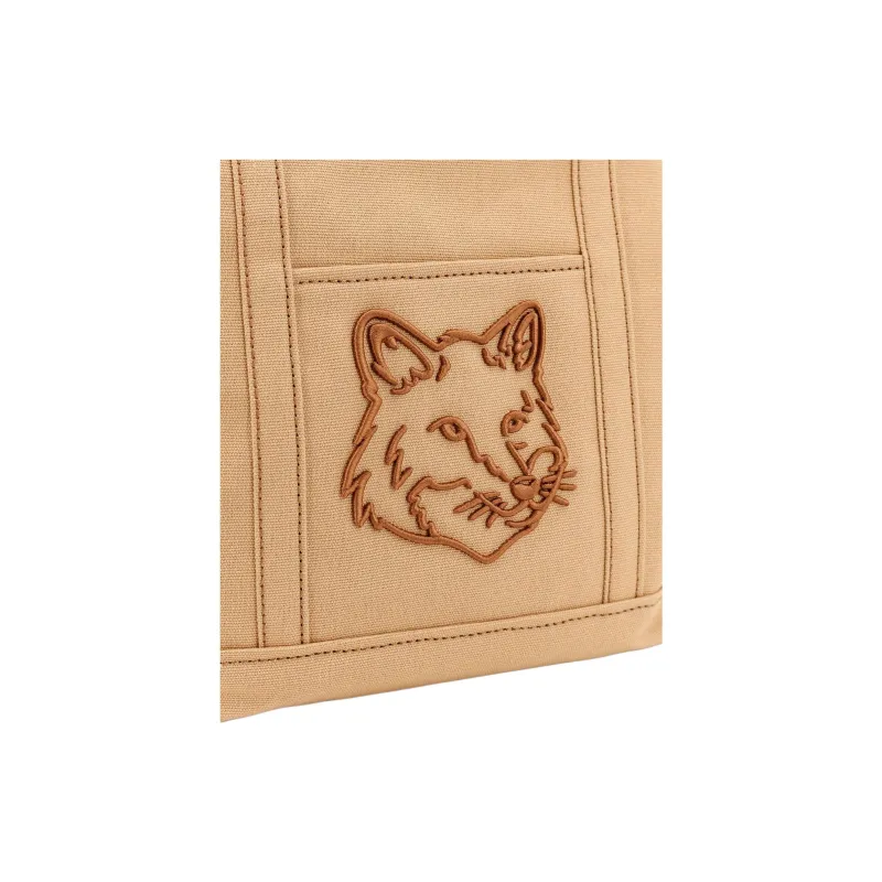 Maison Kitsune Cotton Tote Bag, Shopping Bag, Shoulder Bag, Handbag Trumpets Women's Brown-3