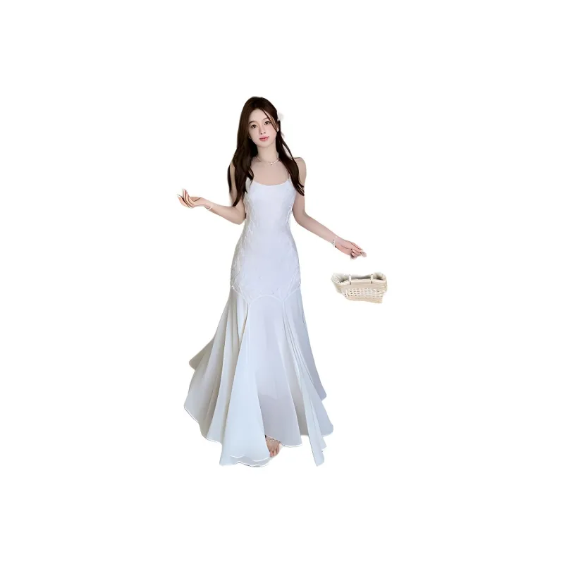 Mu Xiao Xin Slip Dresses Women's White-1