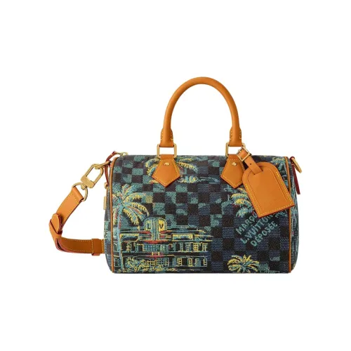 LOUIS VUITTON Speedy Leather Trim One Shoulder Handbag Regular Women's Blue & Multicolor