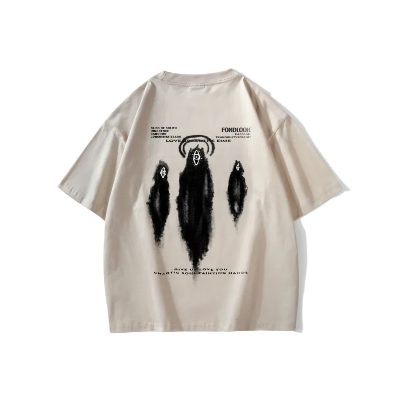 FONDLOOK T-Shirts Unisex Light Beige Apricot-0