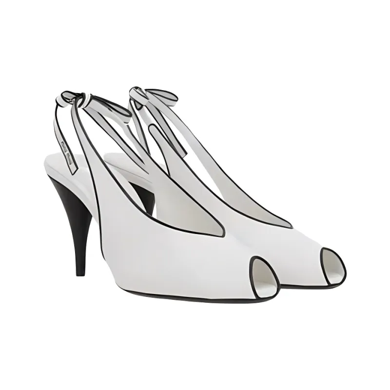 MIU MIU Cone Heel High Heels Women's White-2