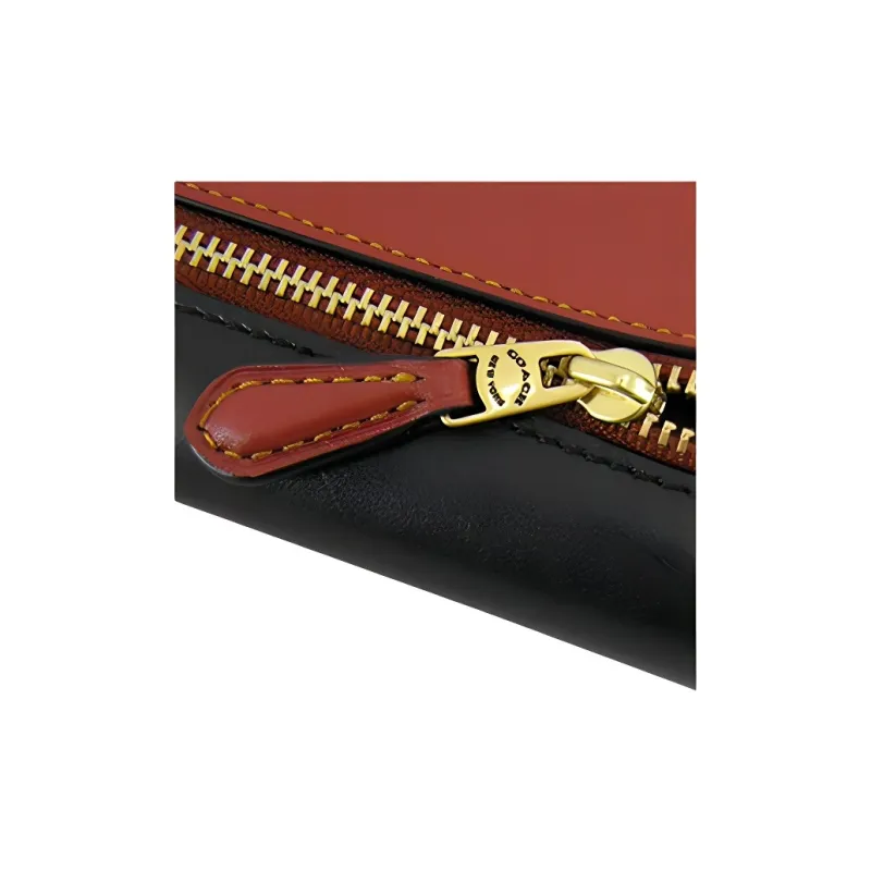 COACH Soft Wallet Canvas With Leather Handheld Envelope Wallet Regular Women's Tan/Black-4