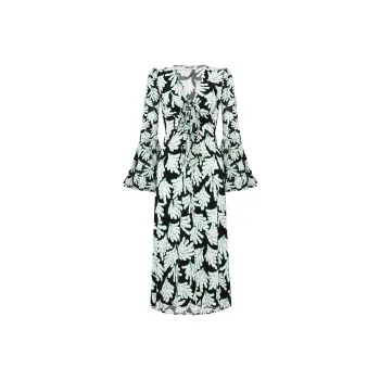 Diane Von Furstenberg FW25 Long Sleeved Dress Women's Green Shadow