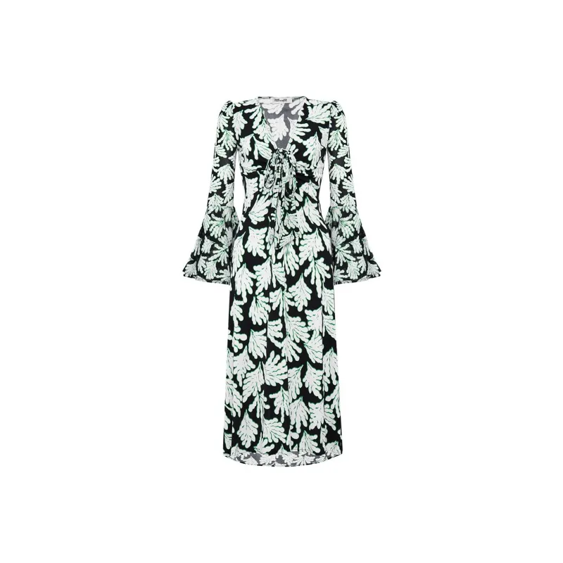 Diane Von Furstenberg FW25 Long Sleeved Dress Women's Green Shadow-0