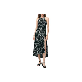 CHANEL Sleeveless Dress Women's Black White