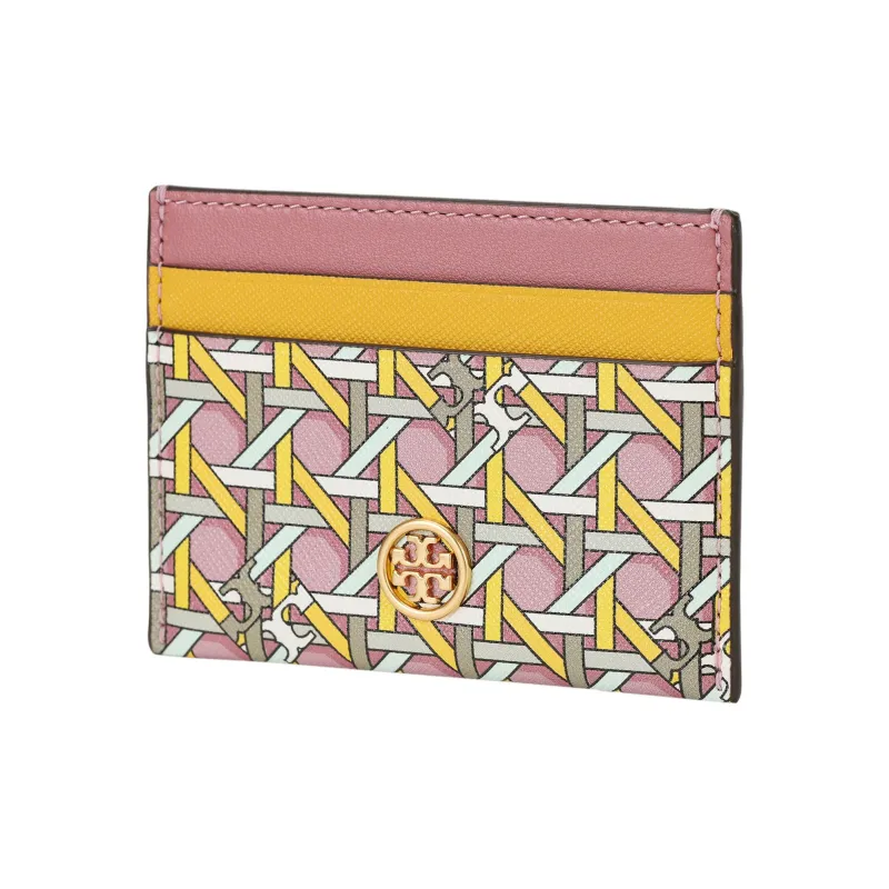 TORY BURCH Robinson Leather Storage Card Holder Mini Women's Pink Multicolor-2