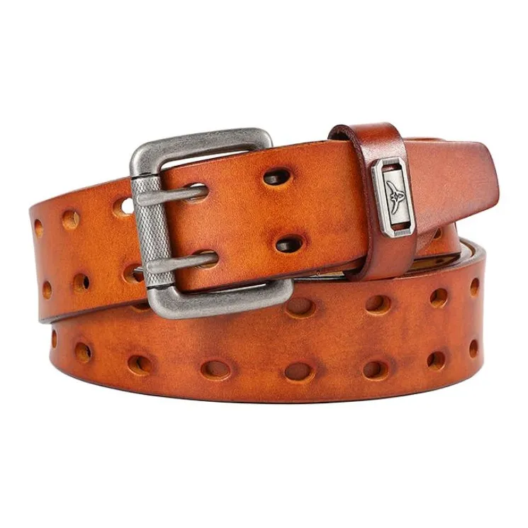 POLOMEISDO Top Grain Cow Leather Pin Buckle Belt Men's Width 3.8cm-2