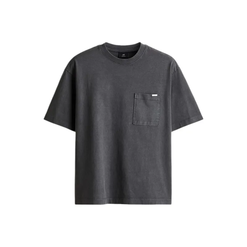 H&M T Shirts Men Dark Gray-0