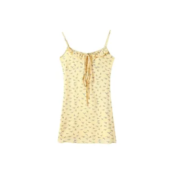 GUOZHEN Slip Dresses Women's Yellow