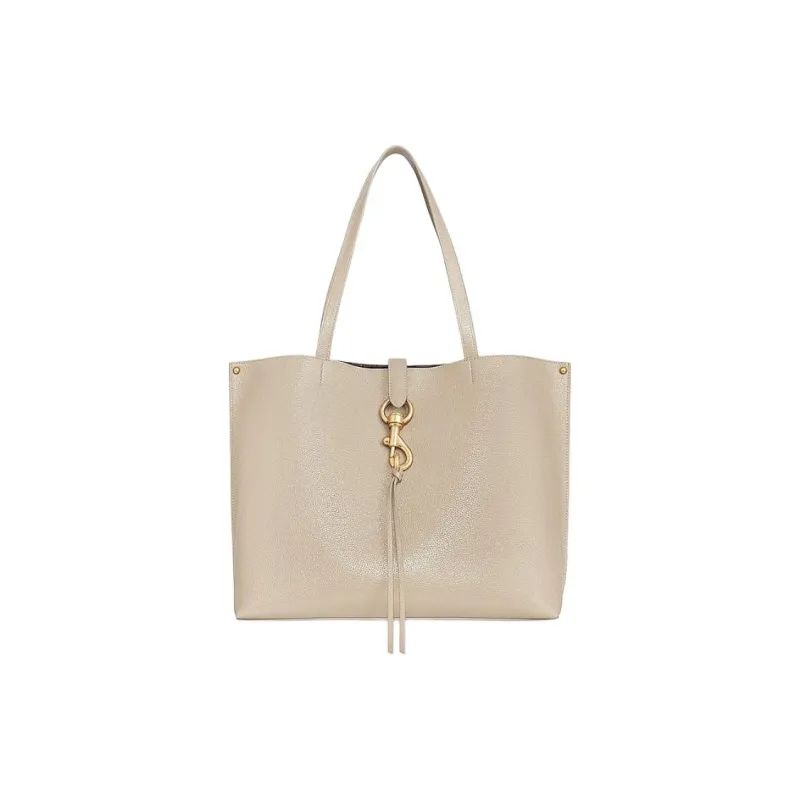 REBECCA MINKOFF Leather Tote Bag, Shopping Bag, Shoulder Bag, Handbag Women's Beige-0