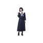 White Collar Blue Three-Button Long-Sleeved Top+Goldfish Knot+Black Long Skirt 80