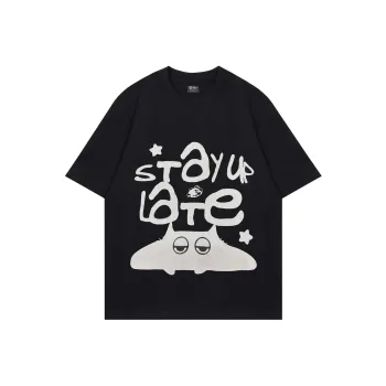 STAY UP LATE T Shirts Unisex Black