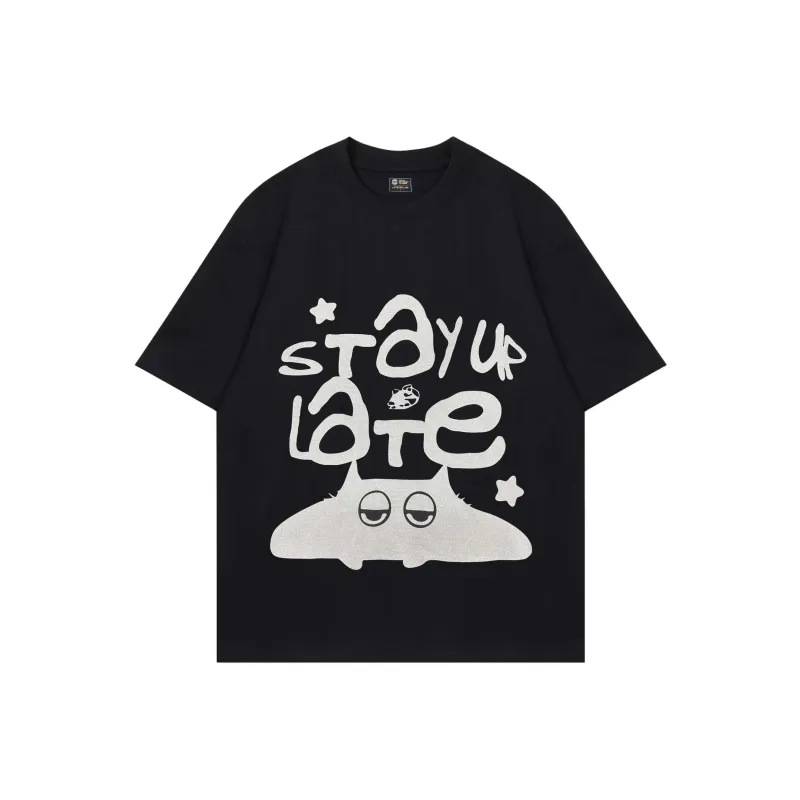 STAY UP LATE T Shirts Unisex Black-0