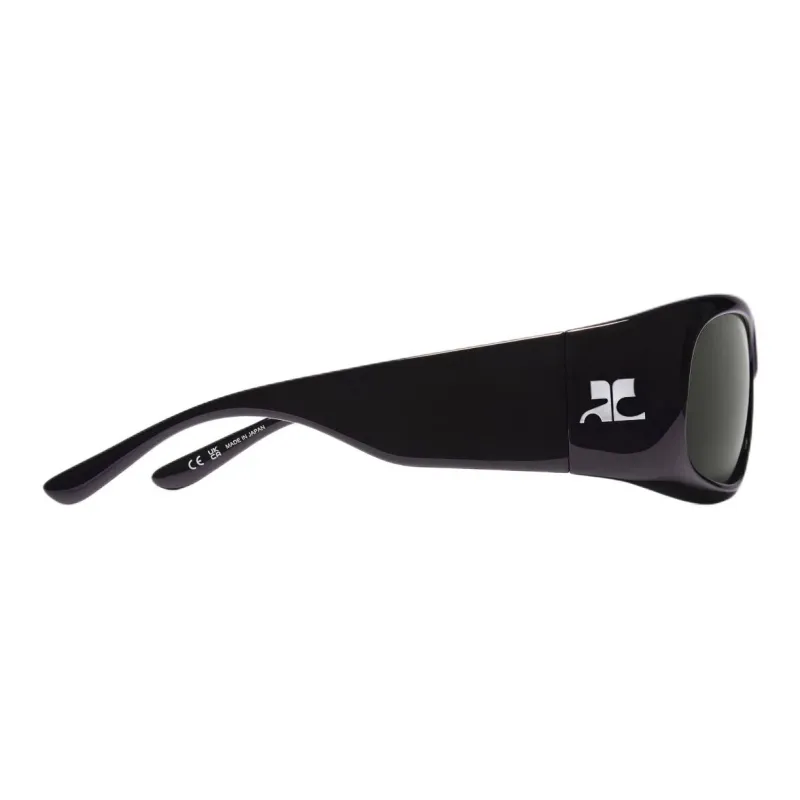 COURREGES Acetate Oval Sunglasses Women's Black-2