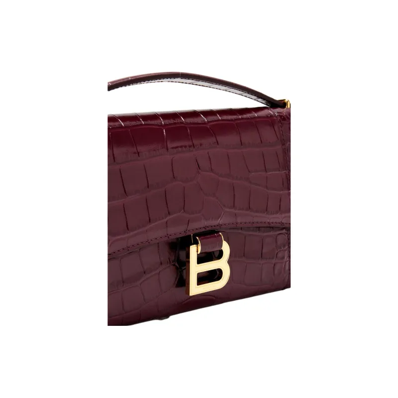 Balenciaga Hourglass Calfskin Handbag Women's Burgundy Red-2