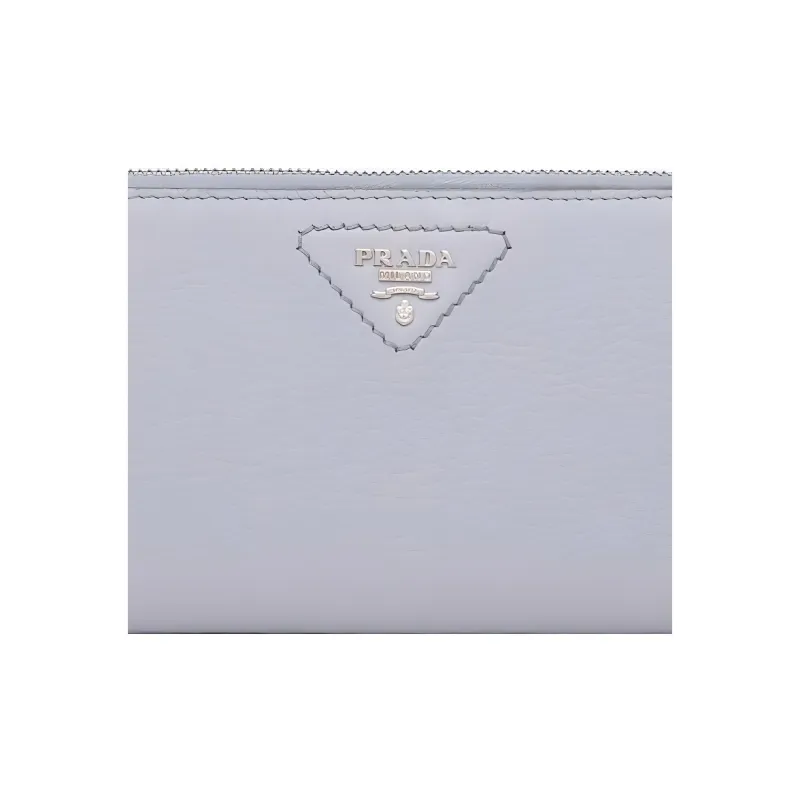 PRADA Leather Wallet Women's Cornflower Blue-4