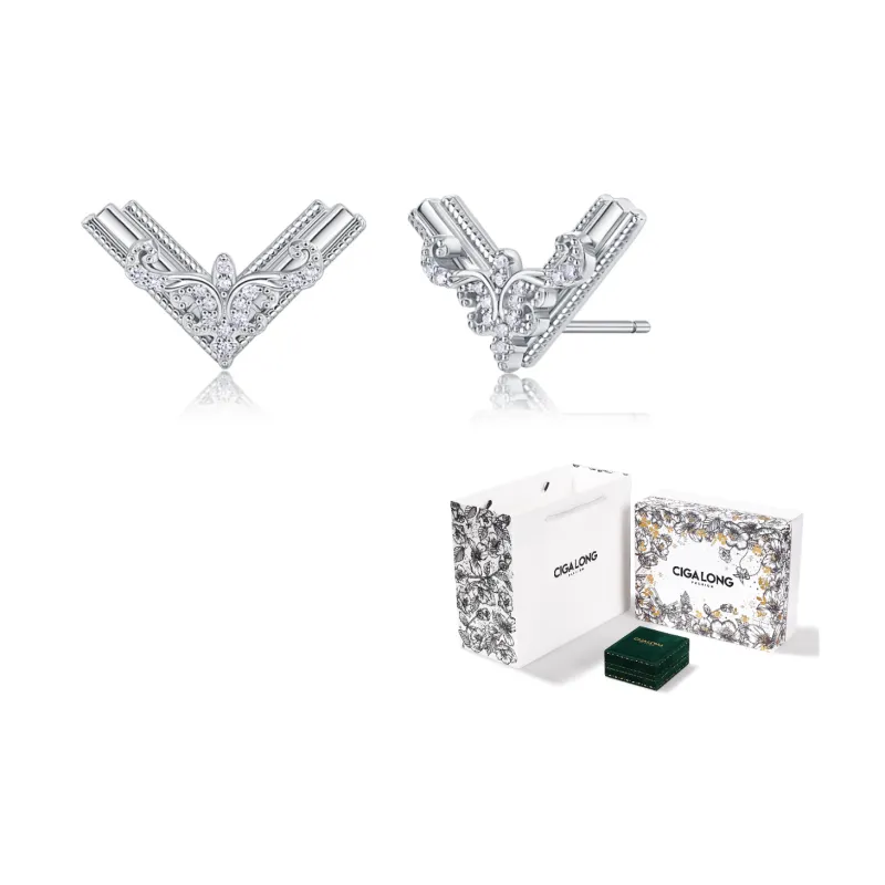 CIGA LONG 925 Sterling Silver Stud Earrings Unisex-1