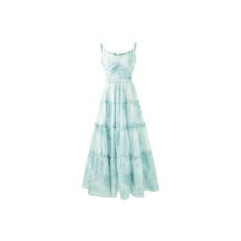 GUOZHEN Slip Dresses Women's Turquoise