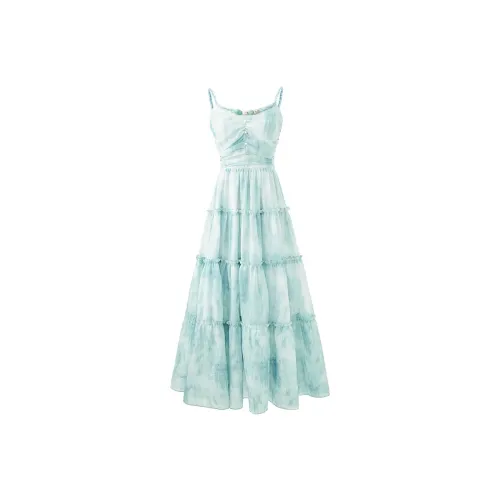 GUOZHEN Slip Dresses Women's Turquoise