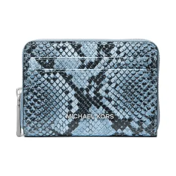 MICHAEL KORS Jet Set Leather Wallet Trumpets Women's Blue