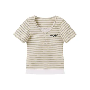 YK&YB T Shirts Unisex Green Stripes