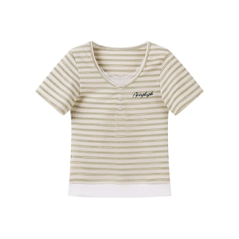 YK&YB T Shirts Unisex Green Stripes-0