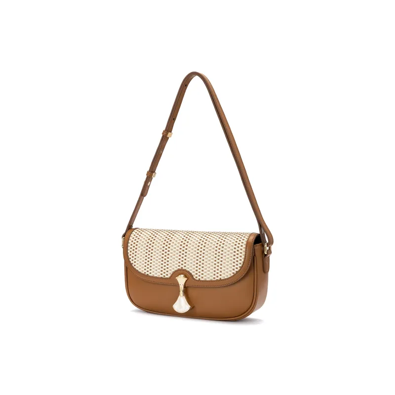 ROBERTA DI CAMERINO Sheepskin Mommy Bag, Shoulder Bag Regular Women's Midnight Blue/Gold Brown-10